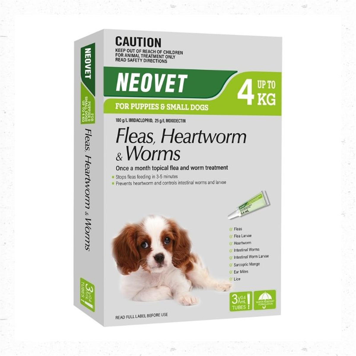 Neovet Flea and Worming For Puppies and Small Dogs Upto 4kg - Green