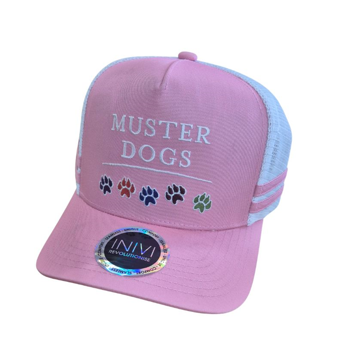 Muster Dogs Truckers Cap - Pink & White