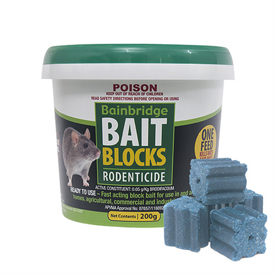 Bainbridge Rodent Bait Blocks - 200g (Brodifacoum 0.05g/Kg)