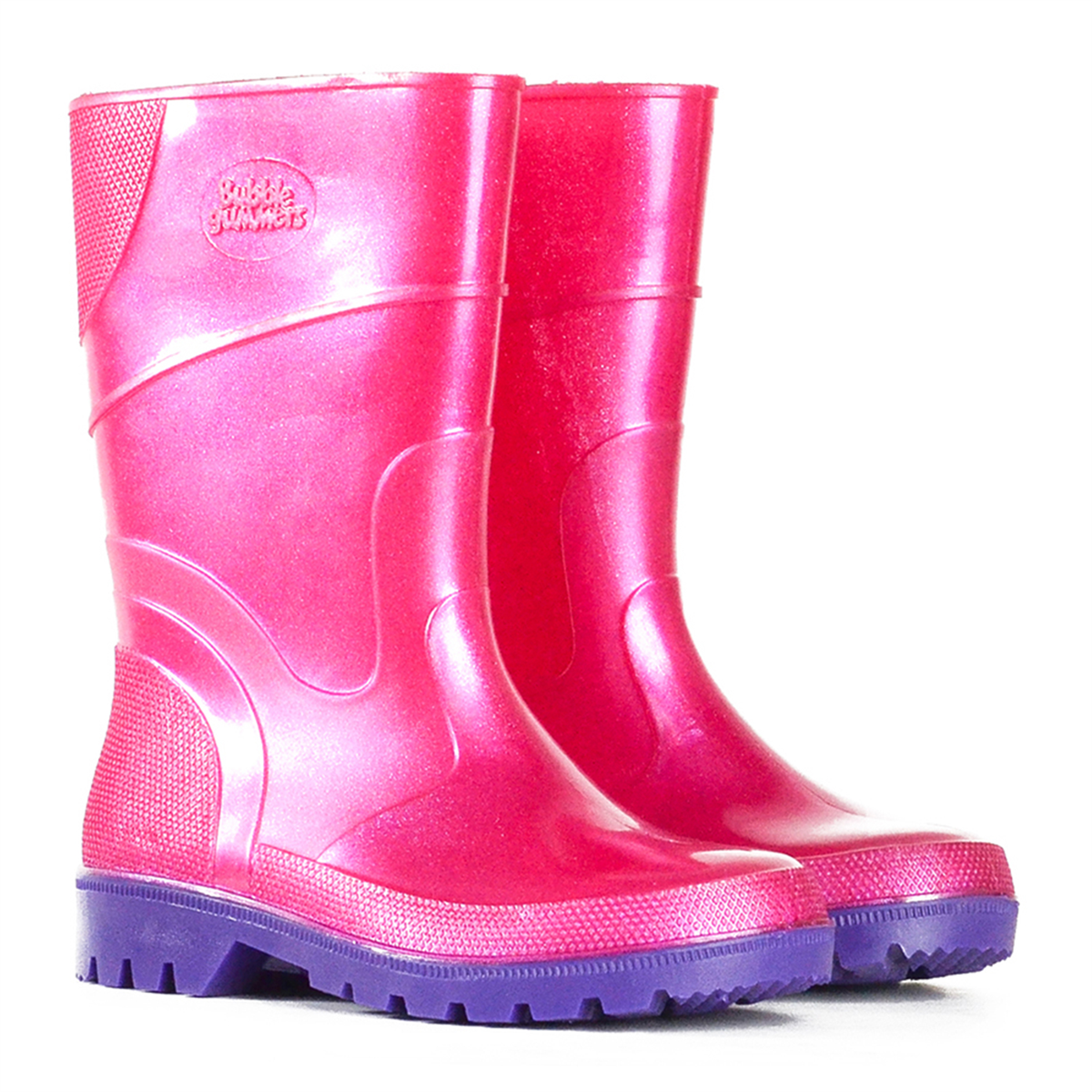 Kids Bubblegummer Gumboots - Pink Glitter/Purple