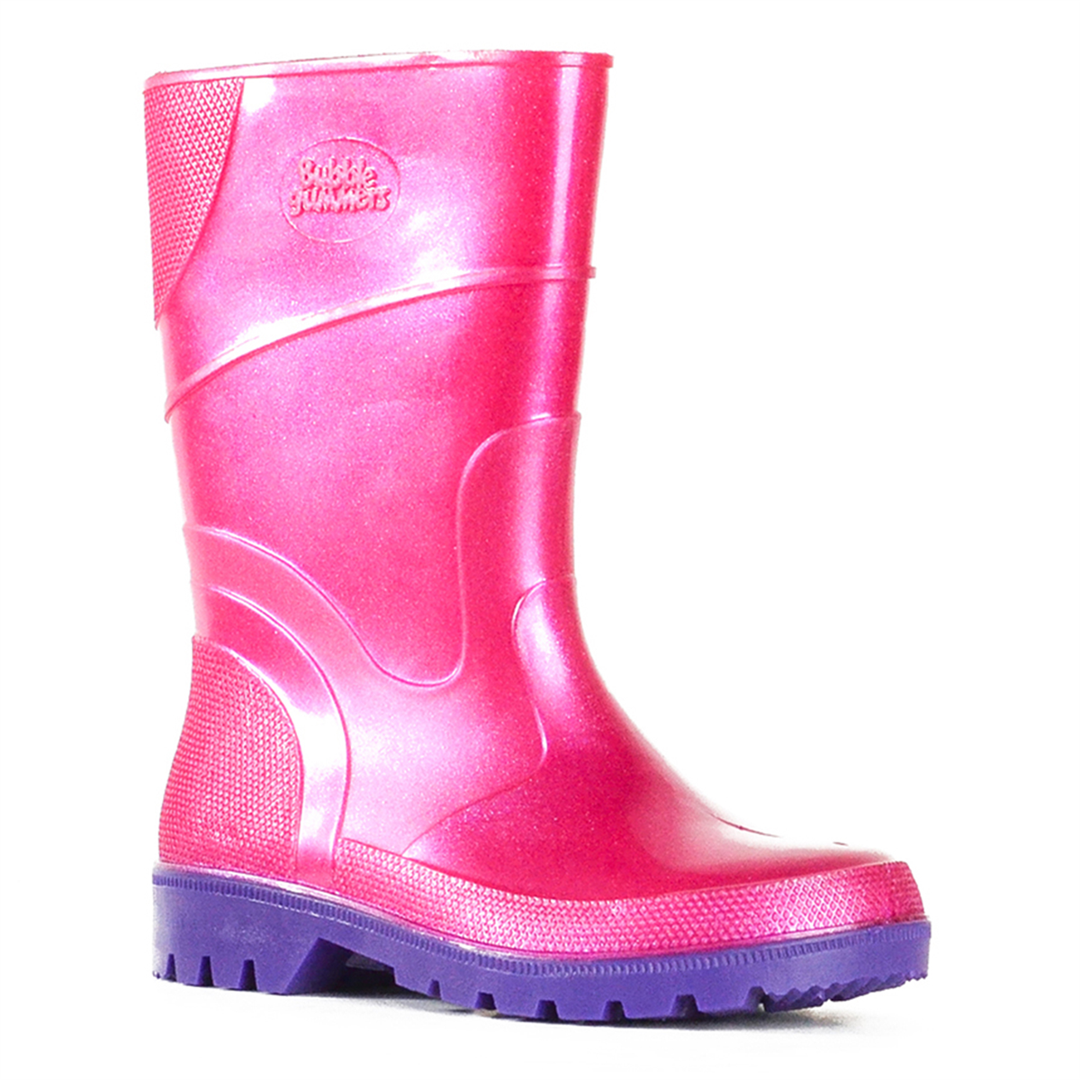 Kids Bubblegummer Gumboots - Pink Glitter/Purple