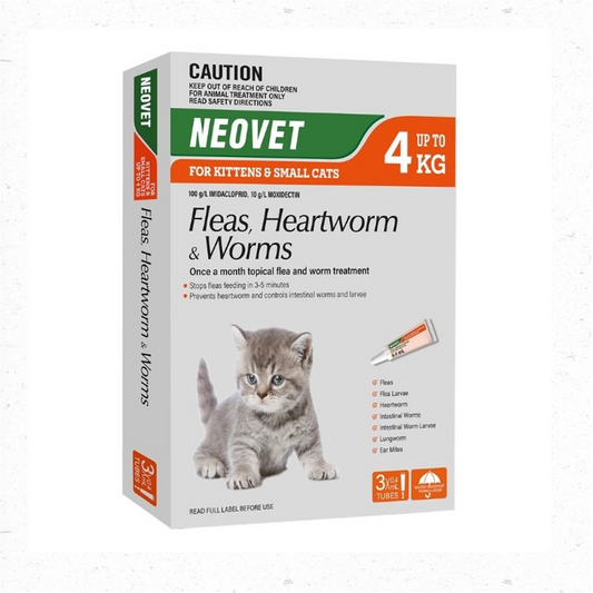 Neovet Flea and Worming For Kittens and Small Cats Upto 4kg - Orange