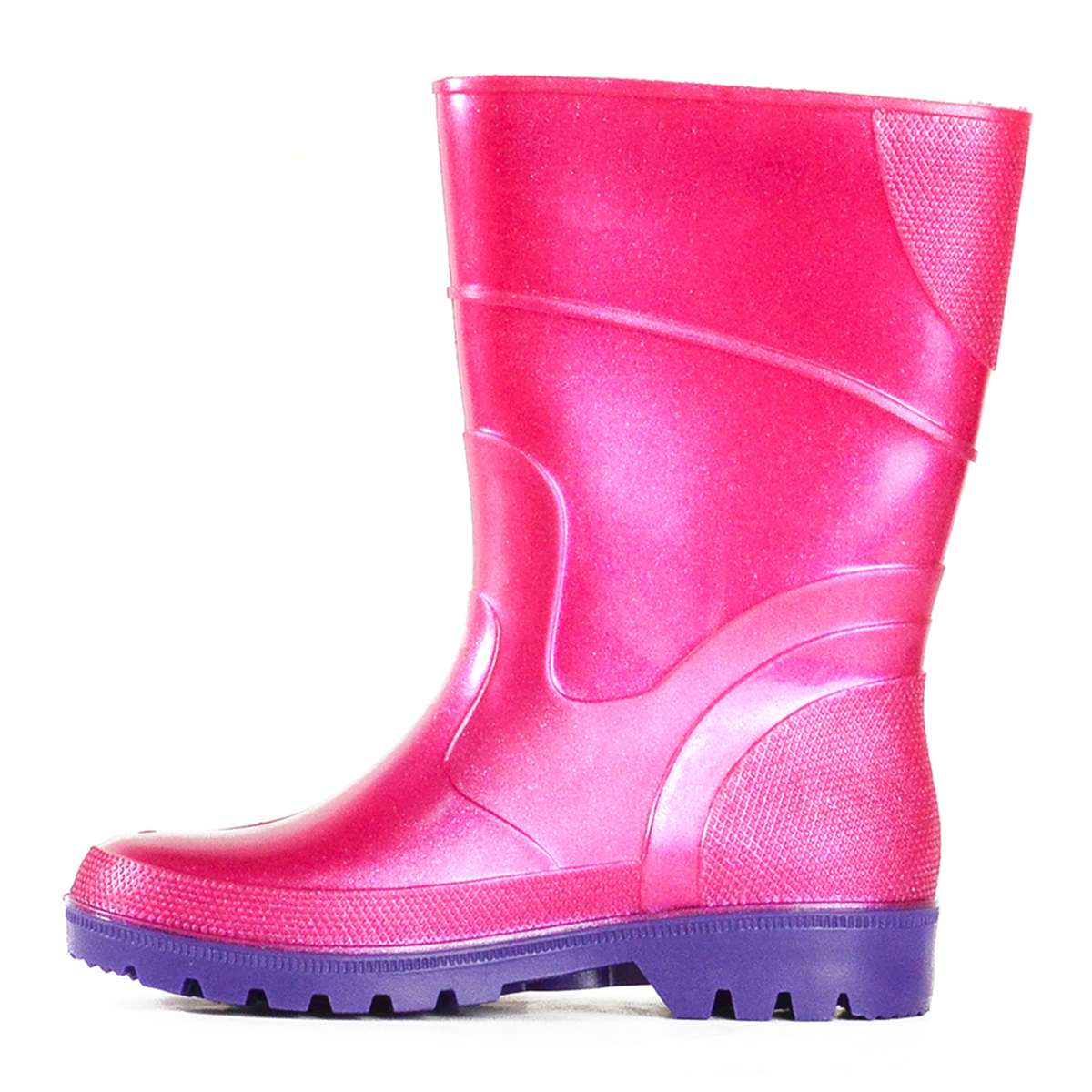 Kids Bubblegummer Gumboots - Pink Glitter/Purple